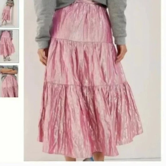 ⭐️ 🌻 Maeve Alicia Peasant Metallic Hippie Hipster Chic Classy Boho Maxi Skirt - Picture 1 of 3